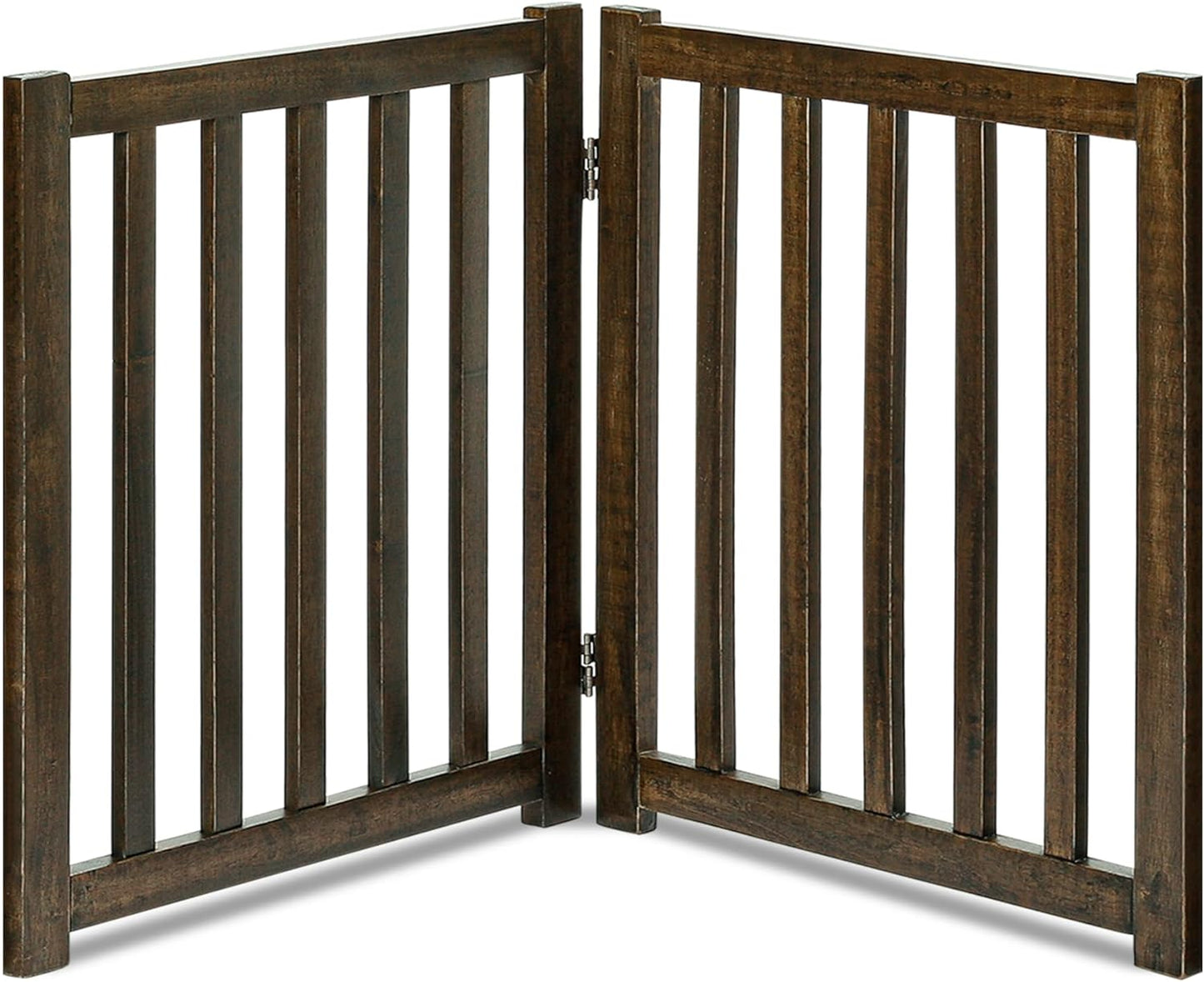 LZRS Solid Hardwood Freestanding Pet Gate,Wooden Dog Gates for Doorways,Nature Wood Dog Gates for the House,Dog Gate for Stairs,Freestanding Indoor Gate Safety Fence,Walnut,24" Height-2 Panels