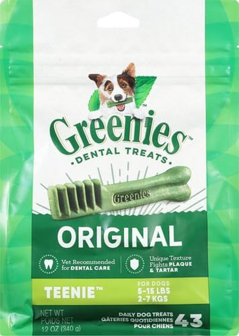 Greenies Original Teenie Natural Dental Care Dog Treats, 12 oz. Pack (43 Treats)