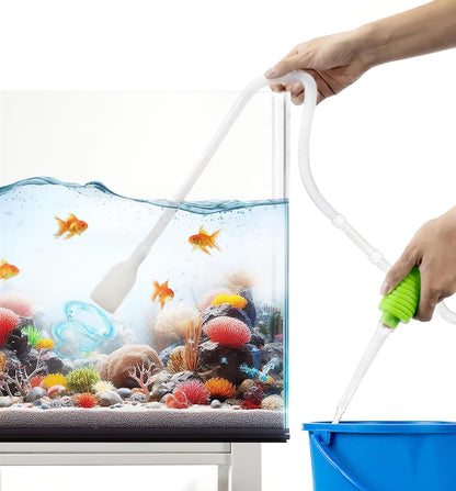 Luigi's Fish Tank Cleaner - Gravel Pump Vacuum for Aquarium - Hand Siphon Hose to Remove and Change Water or Sand in Minutes - Aquarium Cleaning Tools