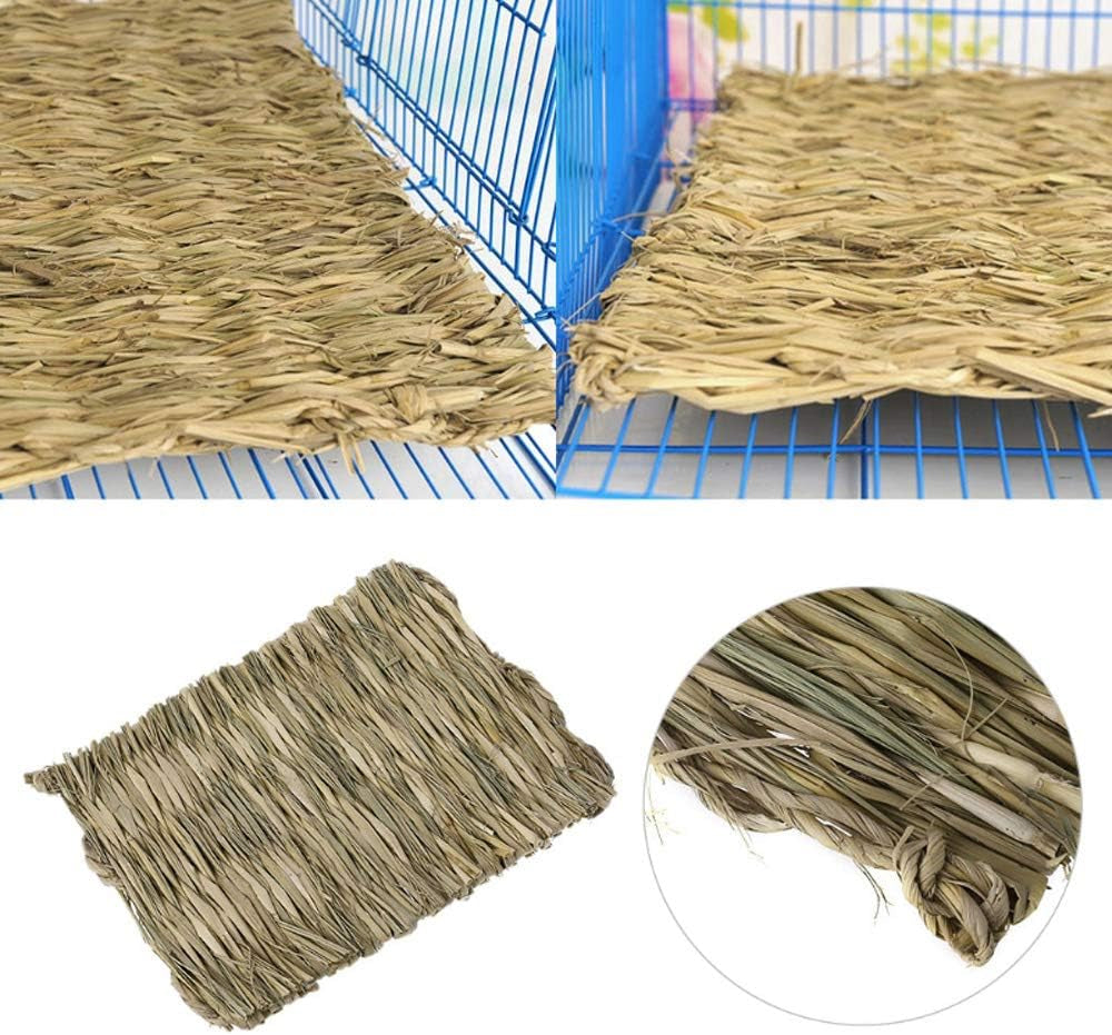 Grass Mat Woven Bed Mat for Small Animal Bunny Bedding Nest Chew Toy Bed Play Toy for Guinea Pig Parrot Rabbit Hamster Rat(Pack of 3)