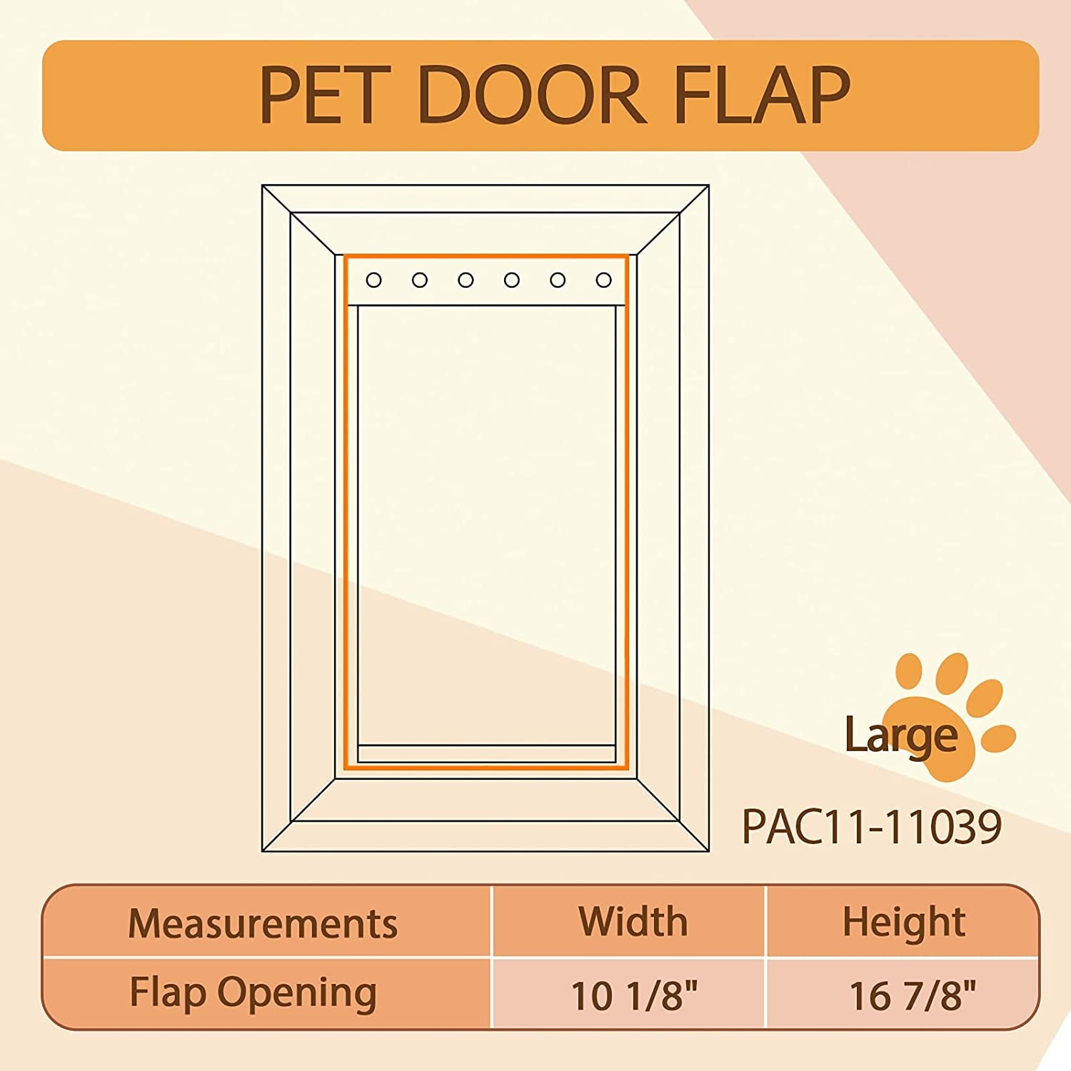 Dog/Pet Door Replacement Flap Compatible with Petsafe Measures 16 7/8” X 10 1/8” PAC11-11039