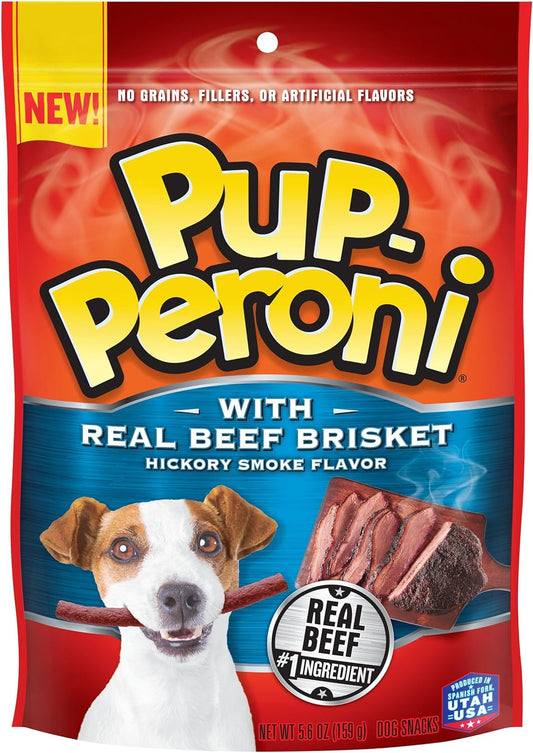 Pup-Peroni Dog Treats, Real Beef Brisket with Hickory Smoke Flavor, 5.6 Ounce (Pack of 8), No Grains, Fillers, or Artificial Flavors