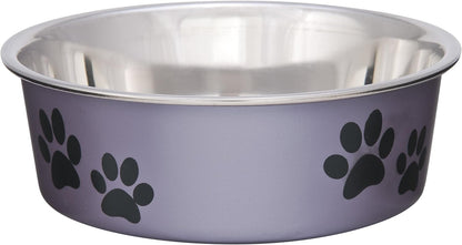 Loving Pets - Bella Bowls - Dog Food Water Bowl No Tip Stainless Steel Pet Bowl No Skid Spill Proof (Small, Grape Purple)