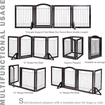 Spirich Freestanding Wire Pet Gate for Dogs, 30 Inches Tall Dog Gate for the Houes, Doorway, Stairs, Pet Puppy Safety Fence,Set of Support Feet Included (Espresso, 4 Panels) ASIN: B07T8Z8NKL