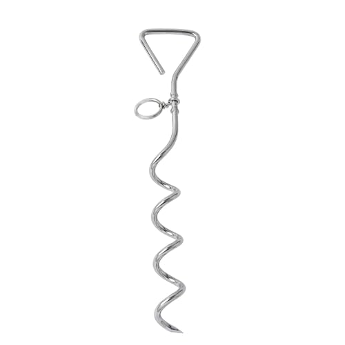 WePet Dog Tie-Out Stake, Durable Silver Spiral Anchorstake, Secure Outdoor Tethering for All Cable Leash Chain, Camping Yard, Rust-Resistant, Easy Installation, Medium, 16 Inch