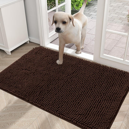 OLANLY Dog Door Mat for Muddy Paws, Absorbs Moisture and Dirt, Non-Slip Washable Mat, Quick Dry Microfiber, Mud Mat for Dogs, Entry Indoor Door Mat for inside Floor(30X20 Inches, Brown)