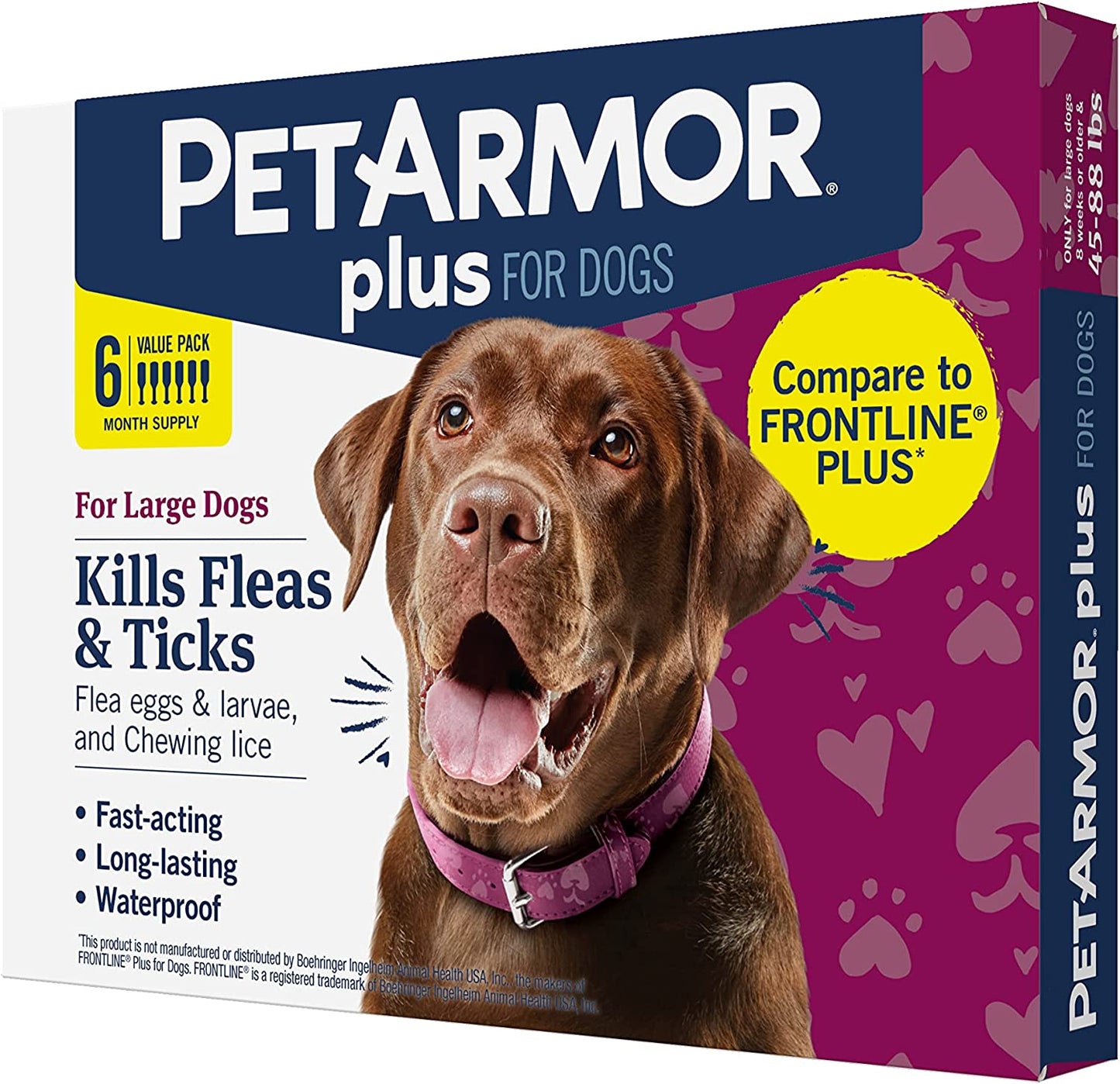 Petarmor plus for Dogs, Flea and Tick Prevention for Large Dogs (45-88 Pounds), Includes 6 Month Supply of Topical Flea Treatments