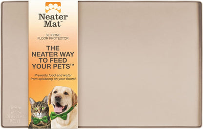 Neater Pet Brands Neater Mat - Waterproof Silicone Pet Bowls Mat - Protect Floors from Food & Water (Cappuccino, 16" X 10" Silicone)