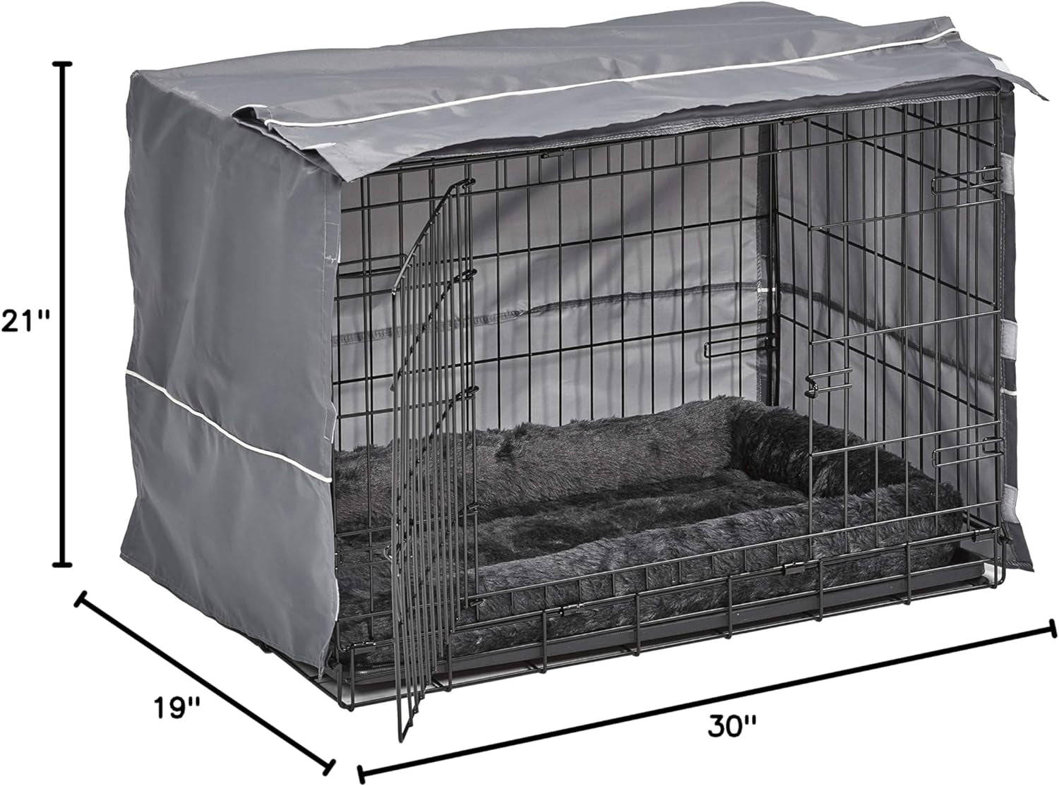 Midwest Homes for Pets Double Door Dog Crate Kit Includes One Two-Door Crate, Matching Gray Bed & Gray Crate Cover, 36-Inch Kit Ideal for Medium Dog Breeds