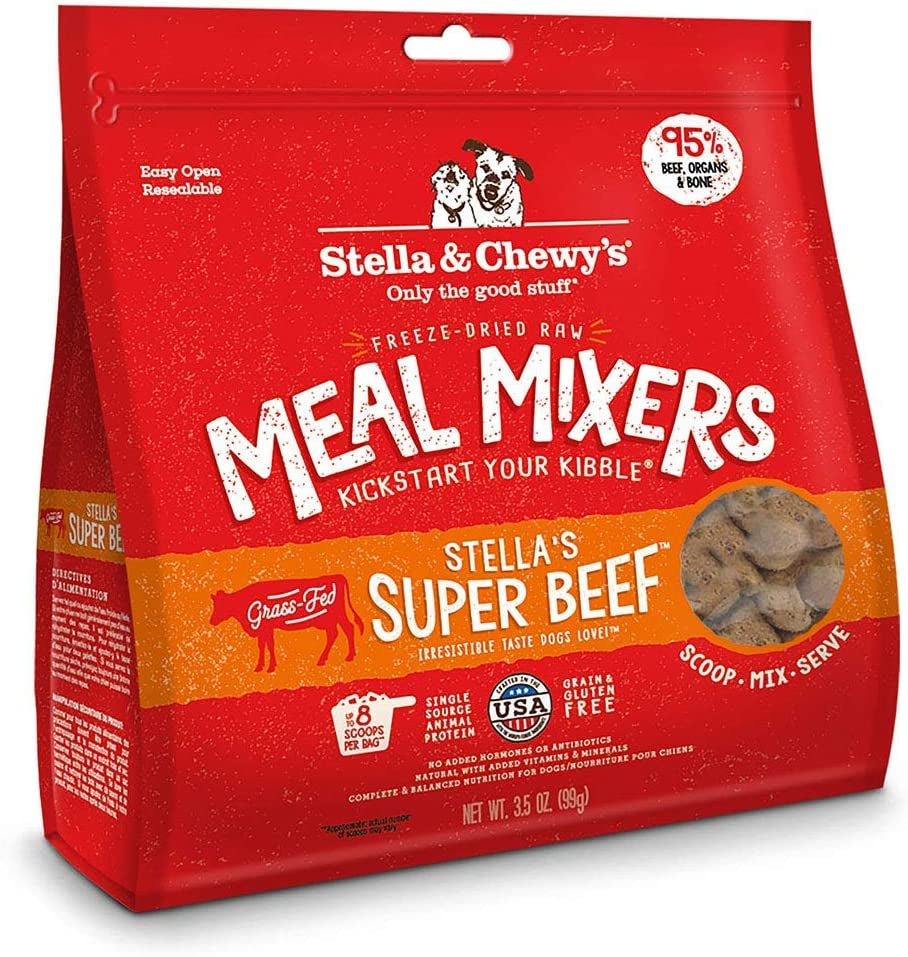 Stella & Chewy’S Freeze Dried Raw Super Beef Meal Mixer – Dog Food Topper for Small & Large Breeds – Grain Free, Protein Rich Recipe – 3.5 Oz Bag