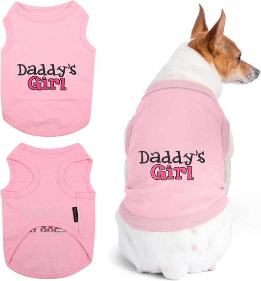 Parisian Pet Dog T-Shirt - Embroidered 'Daddy’S Girl' Fathers Day Dog Tee Shirt - 100% Cotton and Lightweight Girl Dog Clothes - Sleeveless Pet Vest - Machine Washable Dog Shirts for Small Dogs - XS