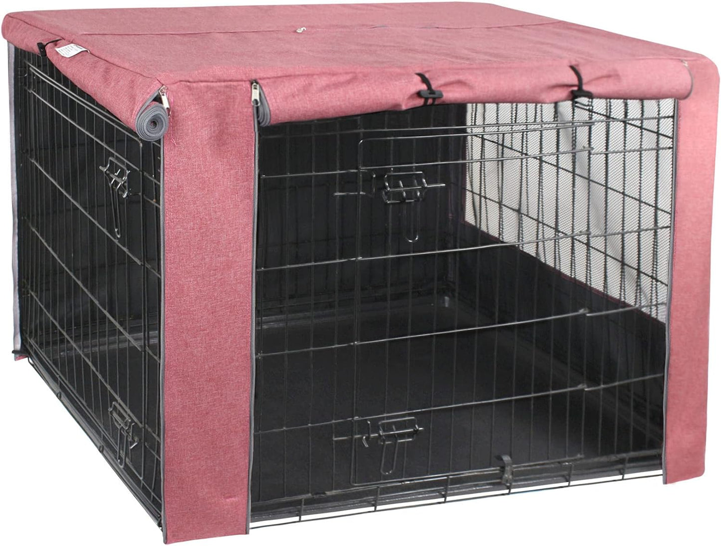 Hicaptain Double Door Dog Crate Cover Fits for 22 24 30 36 42 48 Inches Wire Crate, 30 Inch Dog Kennel Cover (Upgrade Two-Tone Pink, ONLY Cover)