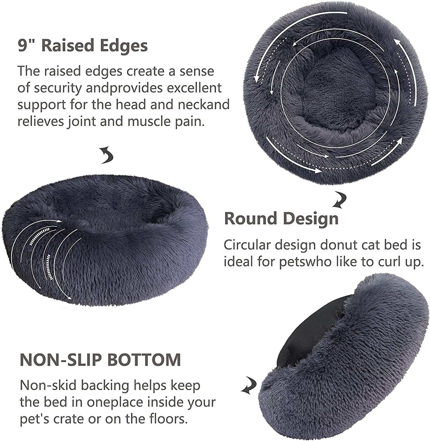 Puppy Beds for Small Dogs Washble 19 Inches Extra Small Anti-Anxiety for Calming Dog Doggie Bed Luxury Machine Washble Anti-Slip Waterproof Mute Bese round Dog Bed.