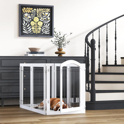 PAWLAND 72” Extra Wide Dog Gate for the House, Doorway, Stairs, Freestanding Foldable Wire Pet Gate, Pet Puppy Safety Fence,30" Height (Espresso, 3 Panels)