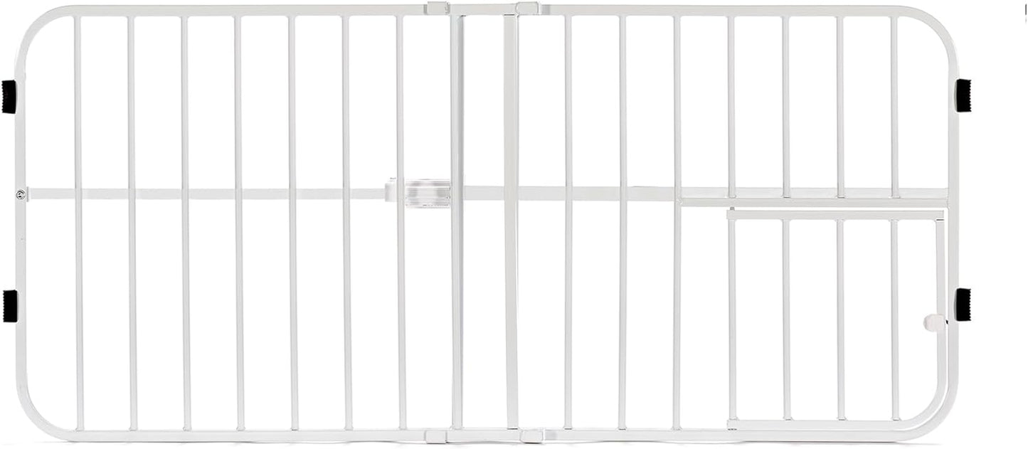 Carlson Pet Products Tuffy Metal Expandable Pet Gate, Includes Small Pet Door, 24 X 22-38 Inch, White