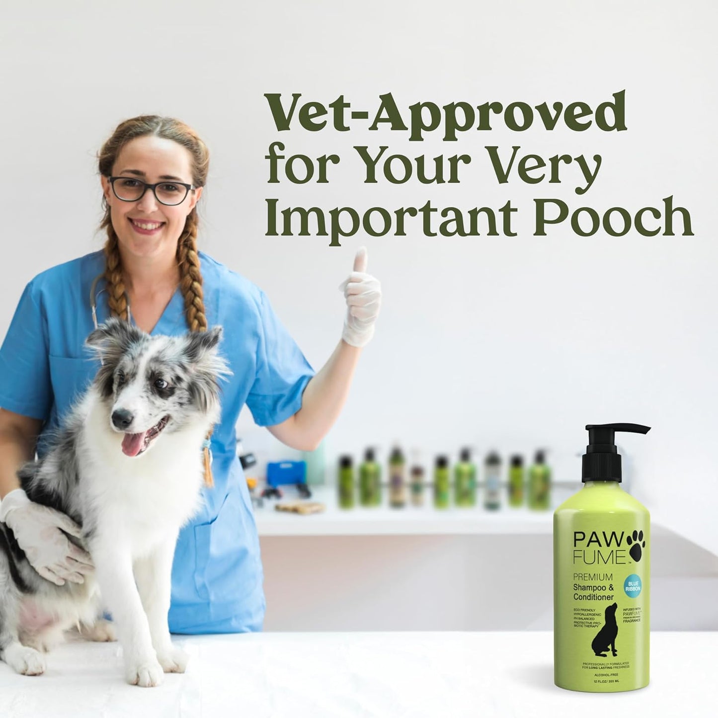 Pawfume Dog Shampoo and Conditioner – Hypoallergenic Dog Shampoo for Smelly Dogs – Best Dog Shampoos & Conditioners – Probiotic Pet Shampoo for Dogs – Best Dog Shampoo for Puppies (Blue Ribbon)