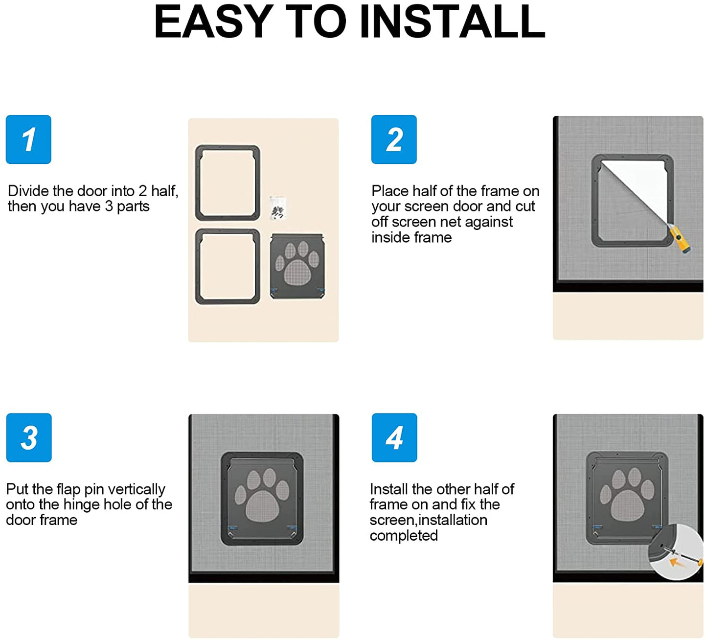 Ownpets Dog Screen Door, inside Door Flap 12X14X0.4 Inch, Lockable Pet Screen Door, Magnetic Self-Closing Screen Door with Locking Function, Sturdy Screen Door for Dogs Cats