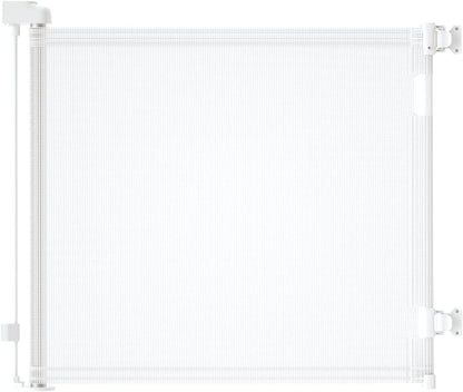 Retractable Baby Gate, Mesh Baby Gate or Mesh Dog Gate, 33" Tall, Extends up to 71" Wide, Child Safety Gate for Doorways, Stairs, Hallways, Indoor/Outdoor (33"X71",White)