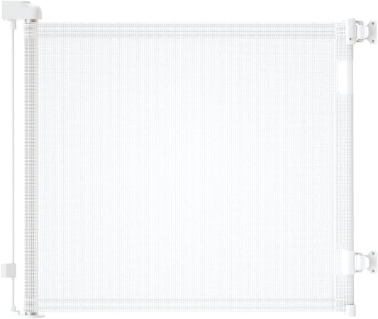 Retractable Baby Gate, Mesh Baby Gate or Mesh Dog Gate, 33" Tall, Extends up to 55" Wide, Child Safety Gate for Doorways, Stairs, Hallways, Indoor/Outdoor (33"X55",White)