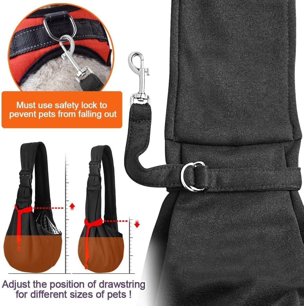 Tomkas Dog Carrier Sling with Adjustable Buckle Strap & Zip Pocket & Snap Closure for Pet Puppy Cat (M - Adjustable for 3-10 Lbs, Red)