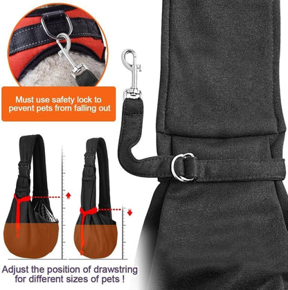 Tomkas Dog Sling Carrier for Small Dogs Puppy (Black, Unajustable Strap & Classic Pocket)