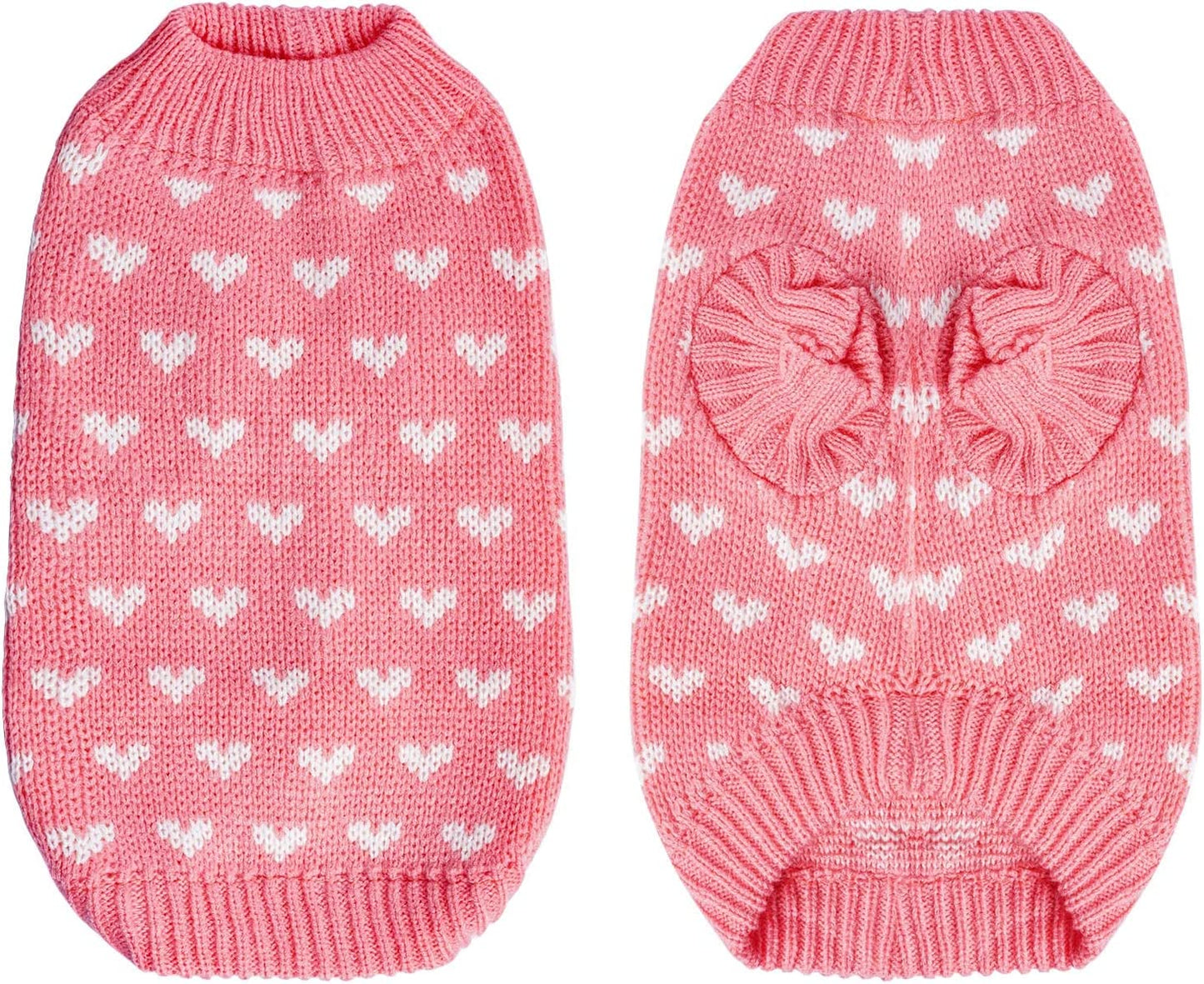 Dog Knitted Sweater Dog Heart Sweater Puppy Sweater Warm Soft Pet Holiday Clothes for Medium Cats and Dogs (Red, L)