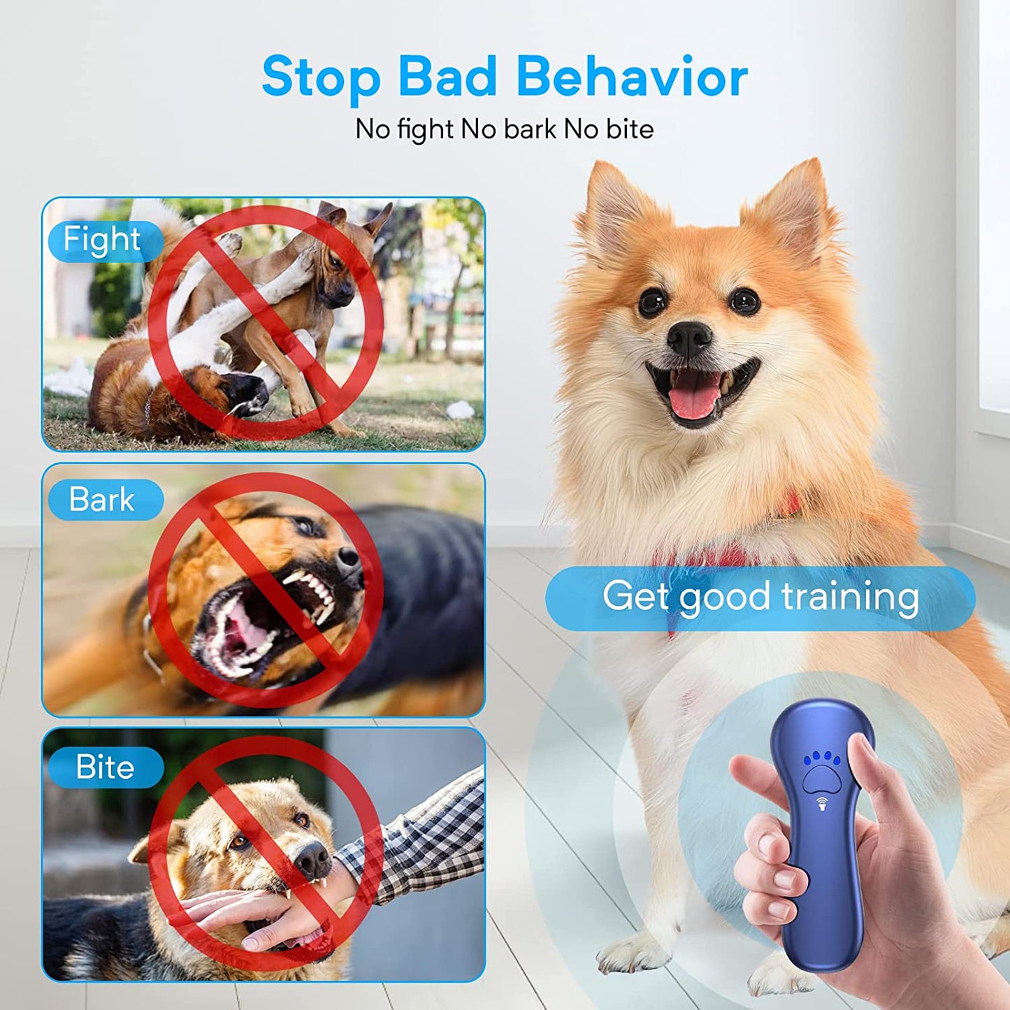 New anti Barking Device,Dog Barking Control Devices,Rechargeable Ultrasonic Dog Bark Deterrent up to 16.4 Ft Effective Control Range Safe for Human & Dogs Portable Indoor & Outdoor(Blue)