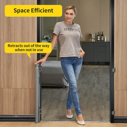 Retractable Baby Gate, Mesh Baby Gate or Mesh Dog Gate, 33" Tall, Extends up to 71" Wide, Child Safety Gate for Doorways, Stairs, Hallways, Indoor/Outdoor (33"X71",Gray)