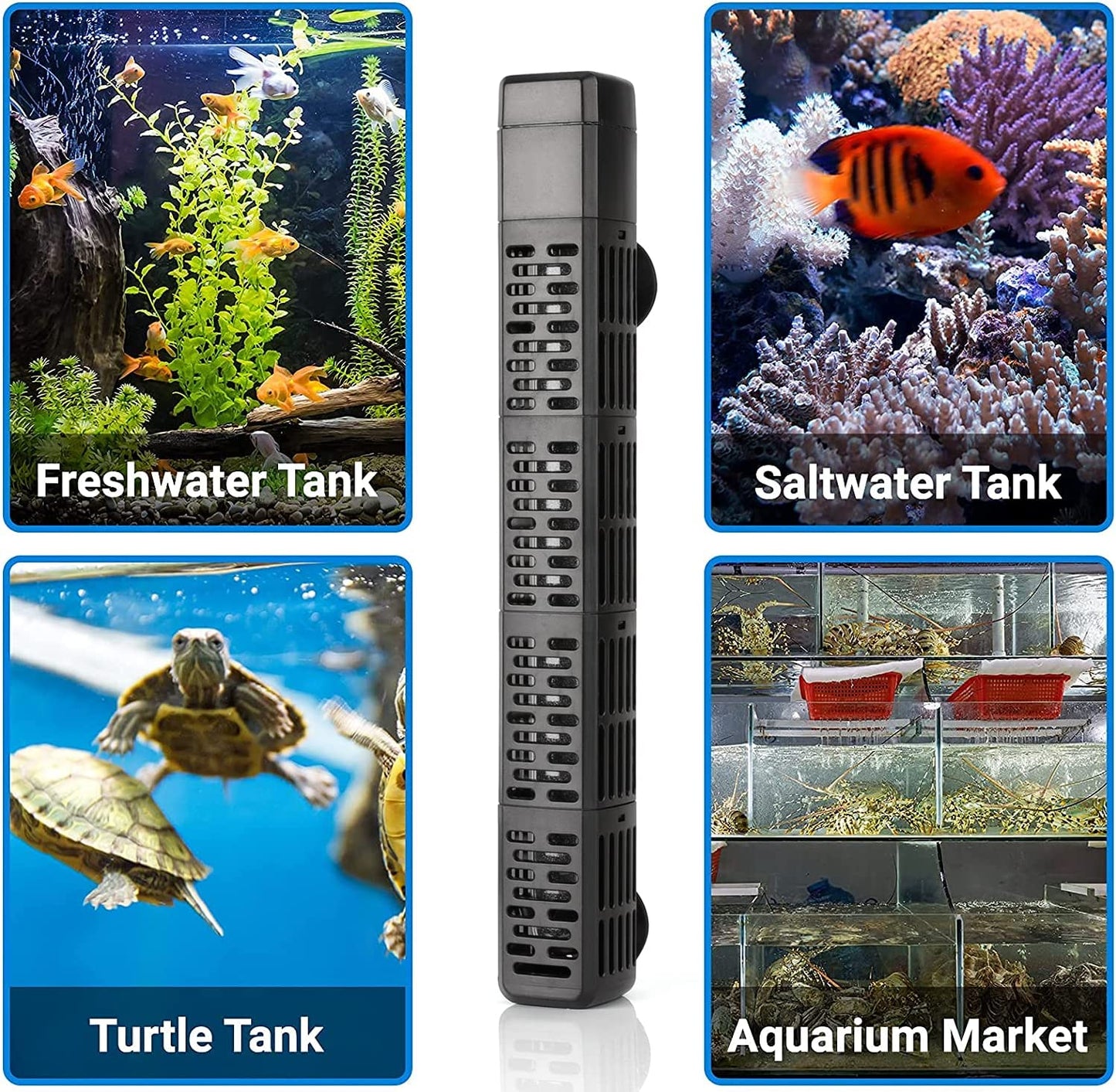 HiTauing Aquarium Heater, 50W/100W/200W/300W/500W Submersible Fish Tank Heater with Over-Temperature Protection and Automatic Power-Off When Leaving Water for Saltwater and Freshwater