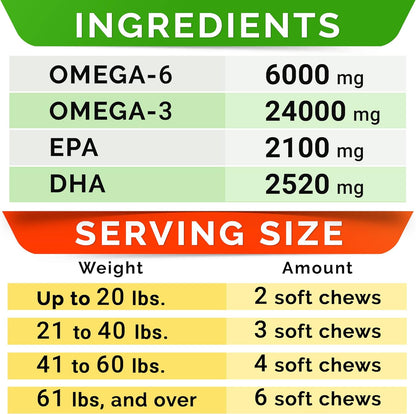 Strellalab Omega 3 for Dogs - (540Ct) Fish Oil Treats - Allergy & Itch Relief Skin&Coat Supplement - Dry Itchy Skin, Shedding, Hot Spots Treatment, anti Itch - Pet Salmon Oil Chews - Chicken Flavor