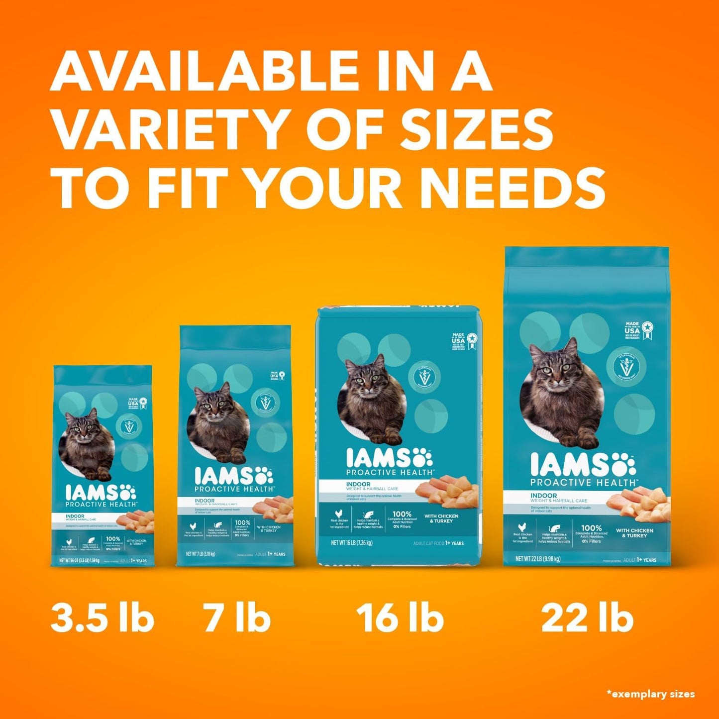 IAMS PROACTIVE HEALTH Adult Indoor Weight Control & Hairball Care Dry Cat Food with Chicken & Turkey Cat Kibble, 7 Lb. Bag