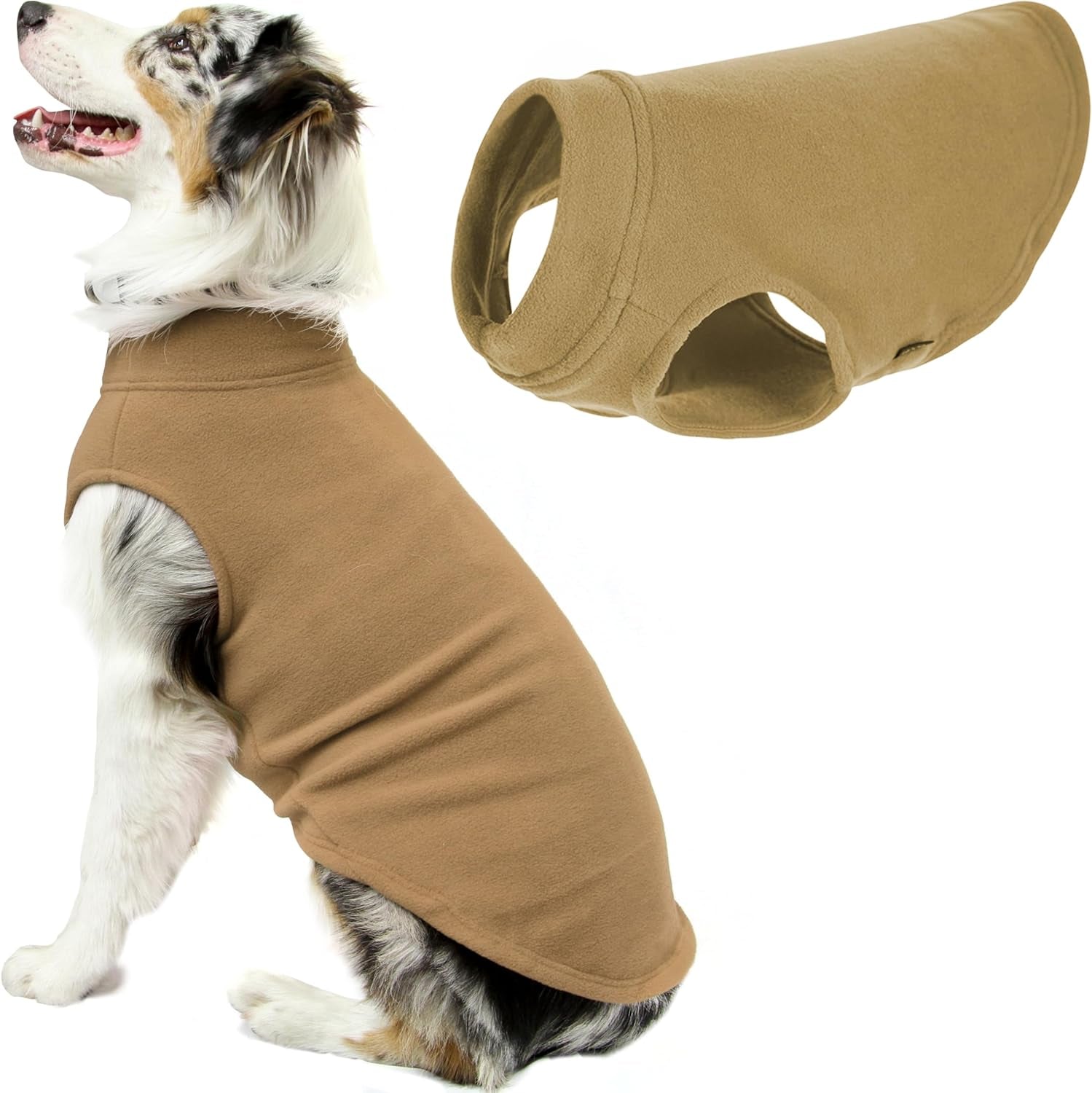 Gooby Stretch Fleece Vest Dog Sweater - Sand, 4X-Large - Warm Pullover Fleece Dog Jacket - Winter Dog Clothes for Small Dogs Boy or Girl - Dog Sweaters for Small Dogs to Dog Sweaters for Large Dogs