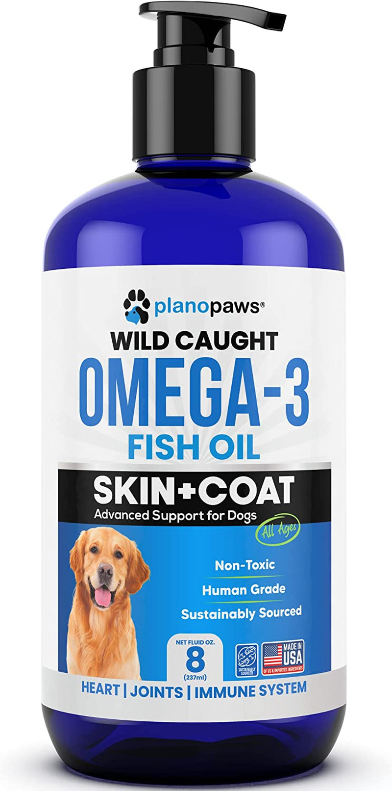 Omega 3 Fish Oil for Dogs - Better than Salmon Oil for Dogs - Dog Fish Oil Supplement for Shedding, Allergy, Itch Relief - Supports Dry Skin, Joints - Dog Skin and Coat Supplement - Fish Oil Liquid