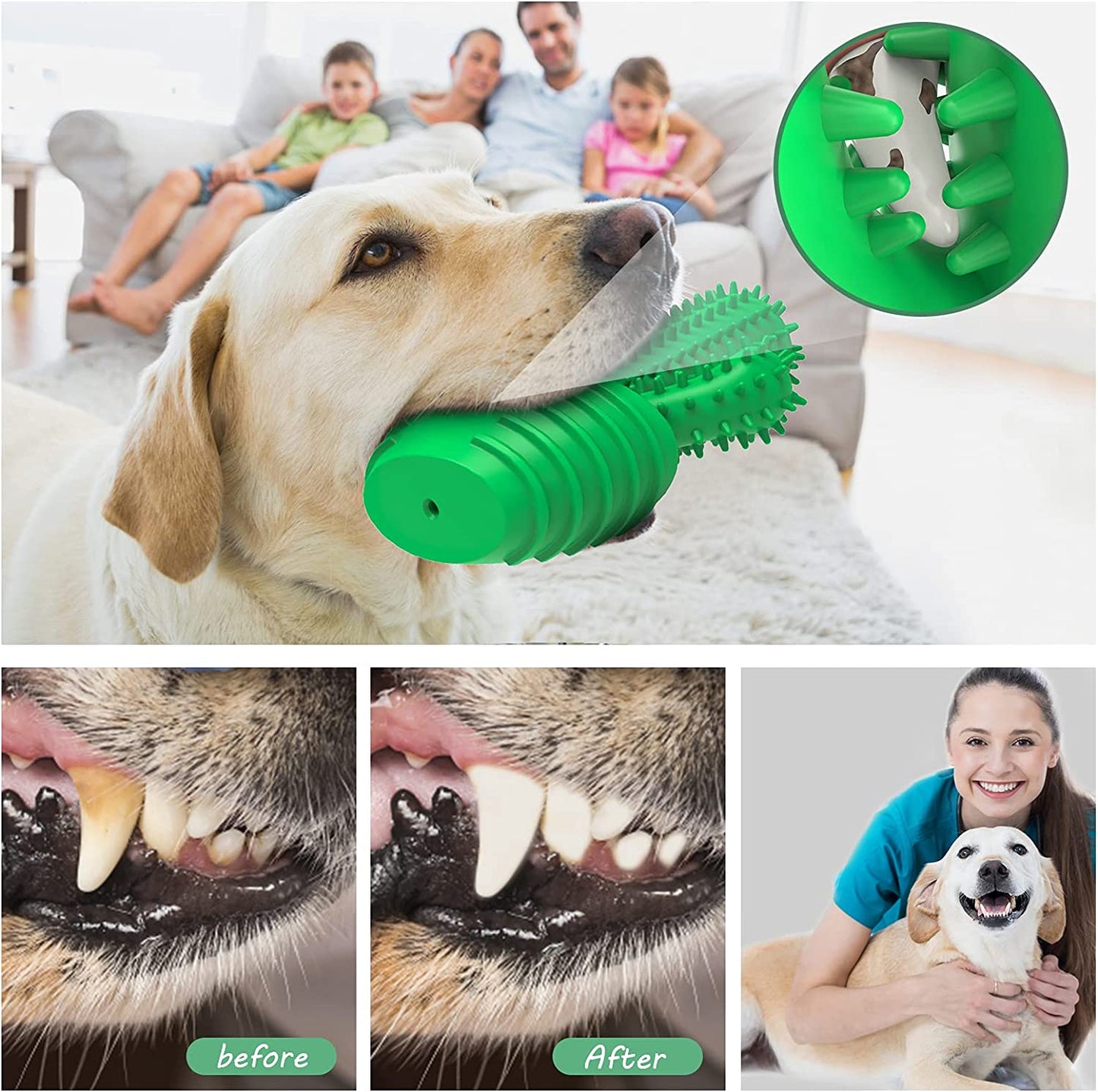 Dog Chew Toys Dog Toothbrush Stick Teeth Cleaning Brush Dental for Medium Large Dog, Puppy Christmas,Easter Birthday Gifts,Outdoor Dog Squeaky Toys for Aggressive Chewers Tough Toys Interactive