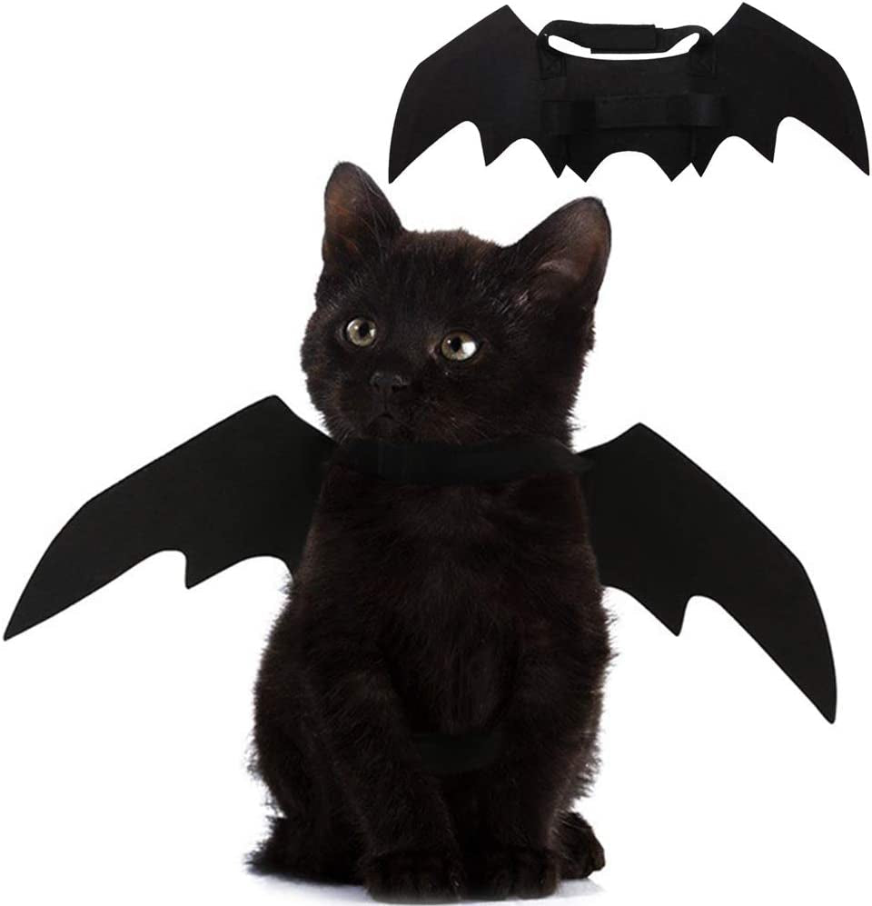 Pet Cat Bat Wings for Halloween Party Decoration, Puppy Collar Leads Cosplay Bat Costume,Cute Puppy Cat Dress up Accessories