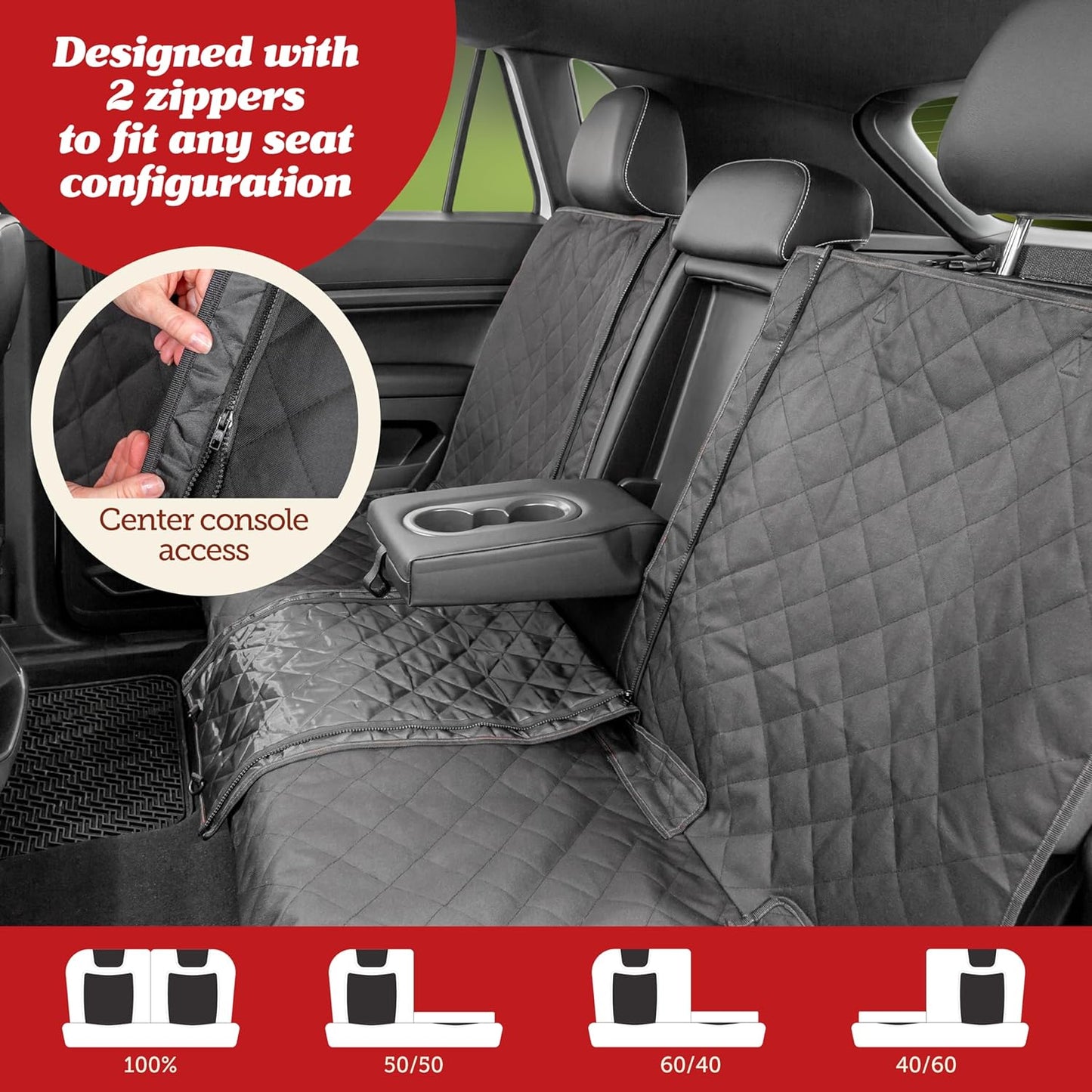 Lusso Gear Dog Car Seat Cover for Back Seat, Protects from Scratches, Scuffs, Mud, & More, 100% Waterproof, Non-Slip Cover Stays Securely, Fits Your Car, Truck, & SUV, Premium Pack with Leash/Bowl