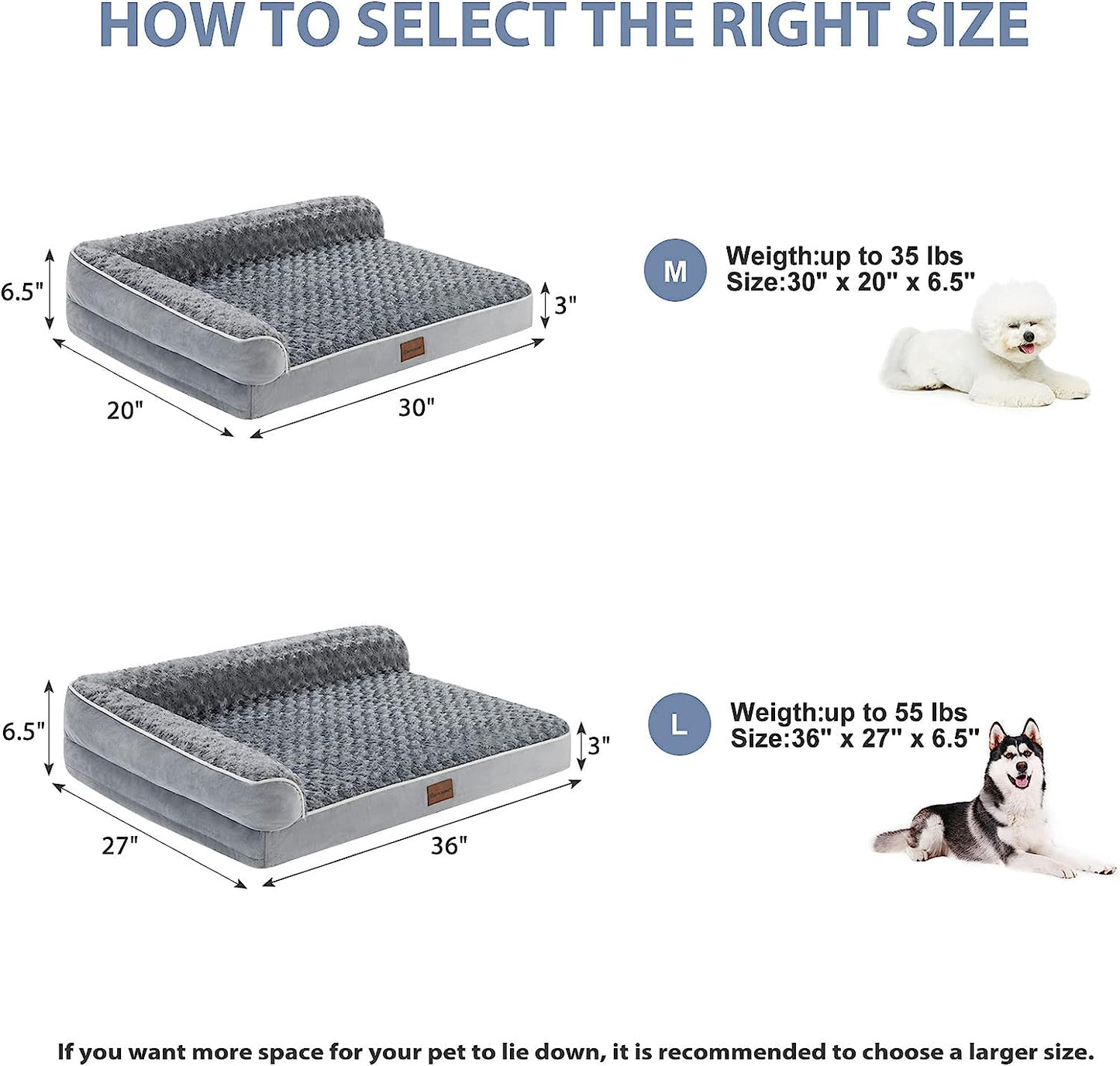 BFPETHOME Large Orthopedic Bed for Large Dogs-Big Waterproof Sofa Dog Bed with Removable Washable Cover, Large Dog Bed with Waterproof Lining and Nonskid Bottom,Pet Bed for Large Dogs.