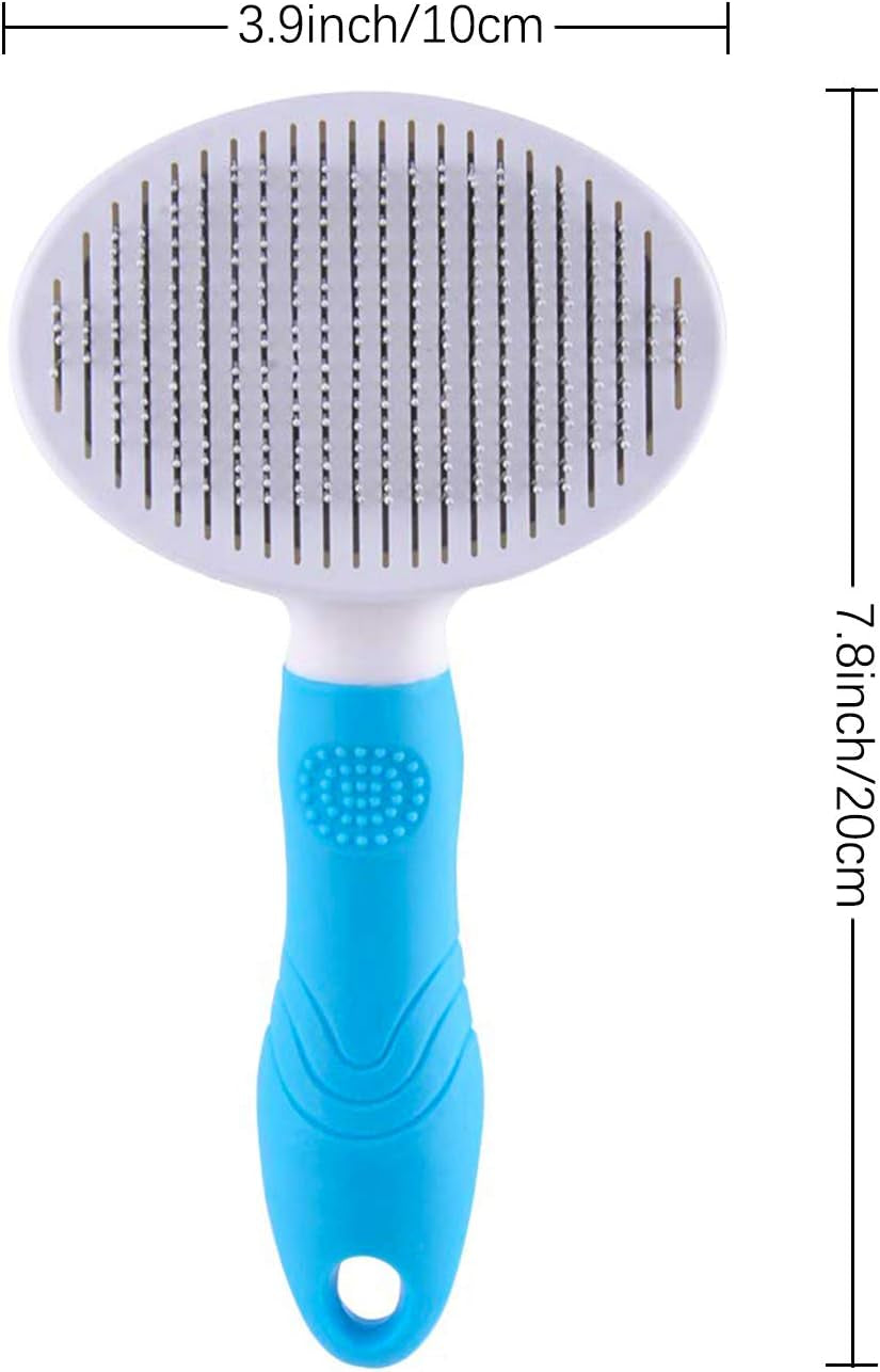 Cat Grooming Brush, Self Cleaning Slicker Brushes for Dogs Cats Pet Grooming Brush Tool Gently Removes Loose Undercoat, Mats Tangled Hair Slicker Brush for Pet Massage-Self Cleaning Upgraded (Gray)