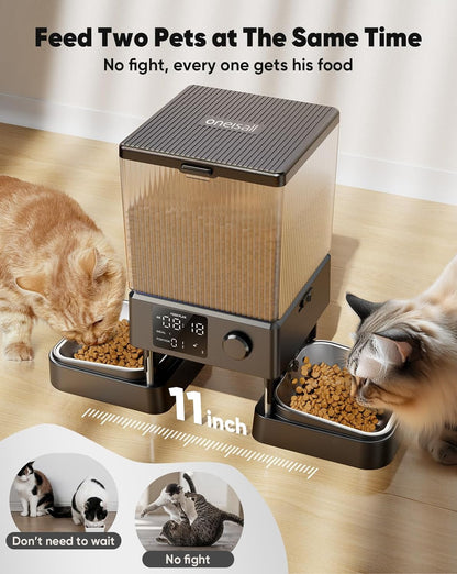 Oneisall Automatic Cat Feeder for 2 Cats, 20 Cups/5L Automatic Cat Food Dispenser for Small Pets Indoor, Timed Cat Feeder for Dry Food