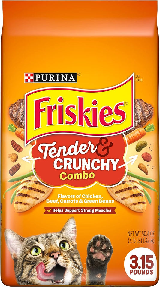 Purina Friskies Dry Cat Food, Tender & Crunchy Combo - (Pack of 4) 3.15 Lb. Bags