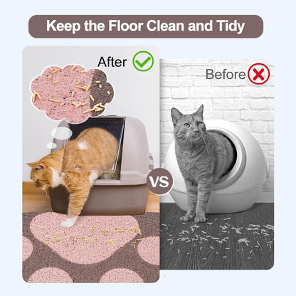 Bienbee Cat Litter Mat,33.5 x 22.5in Cat Litter Mat Litter Trapping Mat Easy to Clean,Litter Box Mat with Bottom, Unique Graphic Design Cat Mats for Litter, Cat Claw L