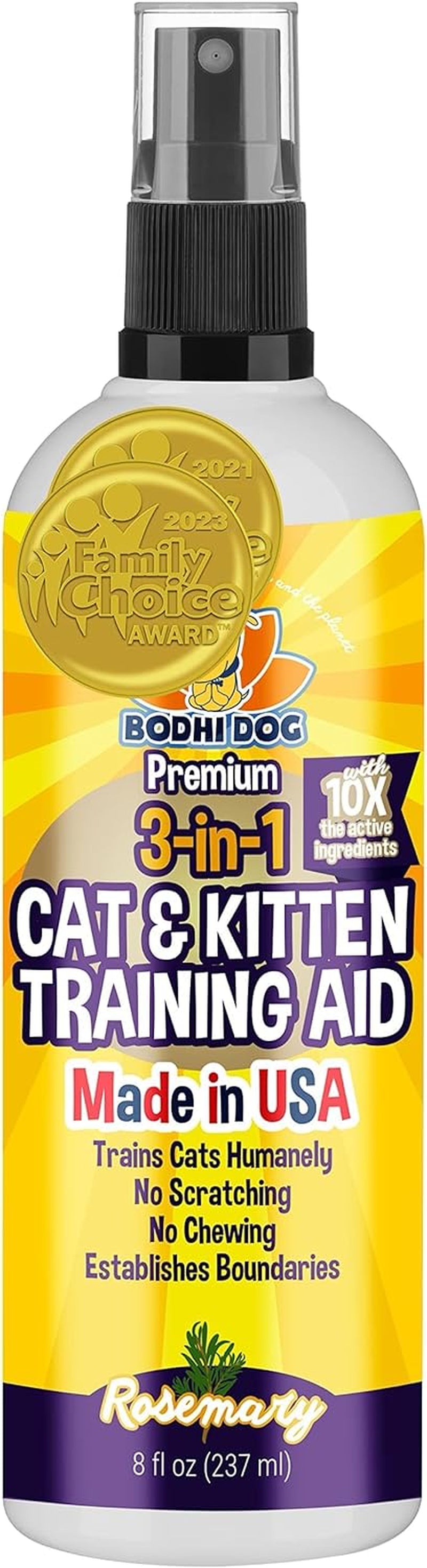 Bodhi Dog 3-In-1 Cat & Kitten Training Aid | Cat Deterrent Spray for Indoor and Outdoor Use | Cat Repellent Spray for Furniture | Establish Boundaries & Keep Cat off | Made in the USA (32 Oz)