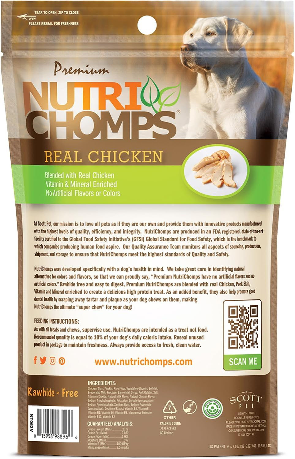 NutriChomps 5 inch Twists,Rawhide-Free Dog Treats, Easy to Digest, Healthy, 10 Count, Real Chicken flavor