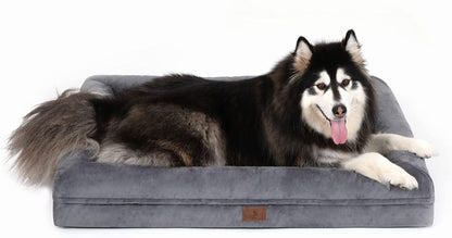 Extra Large Dog Bed, Dark Grey Orthopedic Dog Bed, Washable Dog Bed with [Removable Bolster], Waterproof Dog Bed with Nonskid Bottom, Pet Bed, XL Dog Bed