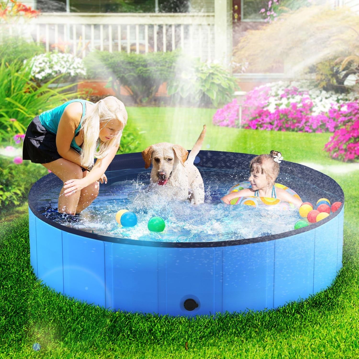 Niubya Foldable Pool, Collapsible Hard Plastic Swimming Pool, Portable Bath Tub for Pets Dogs and Cats, Pet Wading Pool for Indoor and Outdoor, 72 X 12 Inches