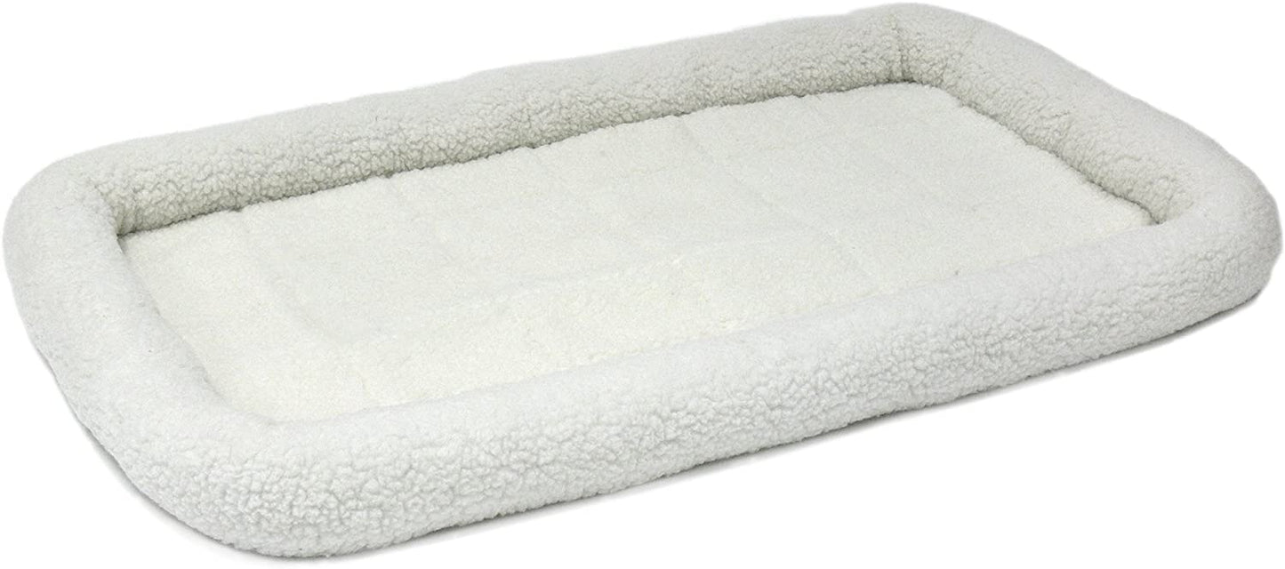 Midwest Homes for Pets Bolster Dog Bed 48L-Inch White Fleece Dog Bed W/ Comfortable Bolster | Ideal for Extra Large Dog Breeds & Fits a 48-Inch Dog Crate | Easy Maintenance Machine Wash & Dry