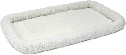 Midwest Homes for Pets Bolster Dog Bed 48L-Inch White Fleece Dog Bed W/ Comfortable Bolster | Ideal for Extra Large Dog Breeds & Fits a 48-Inch Dog Crate | Easy Maintenance Machine Wash & Dry