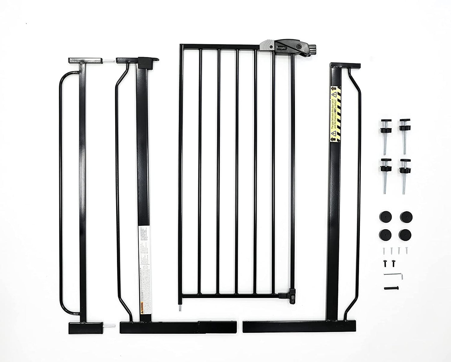 Regalo Easy Step Extra Tall Walk Thru Baby Gate, Bonus Kit, Includes 4-Inch Extension Kit, Pressure Mount Kit and Wall Cups and Mounting Kit, Black, 4 Count (Pack of 1)