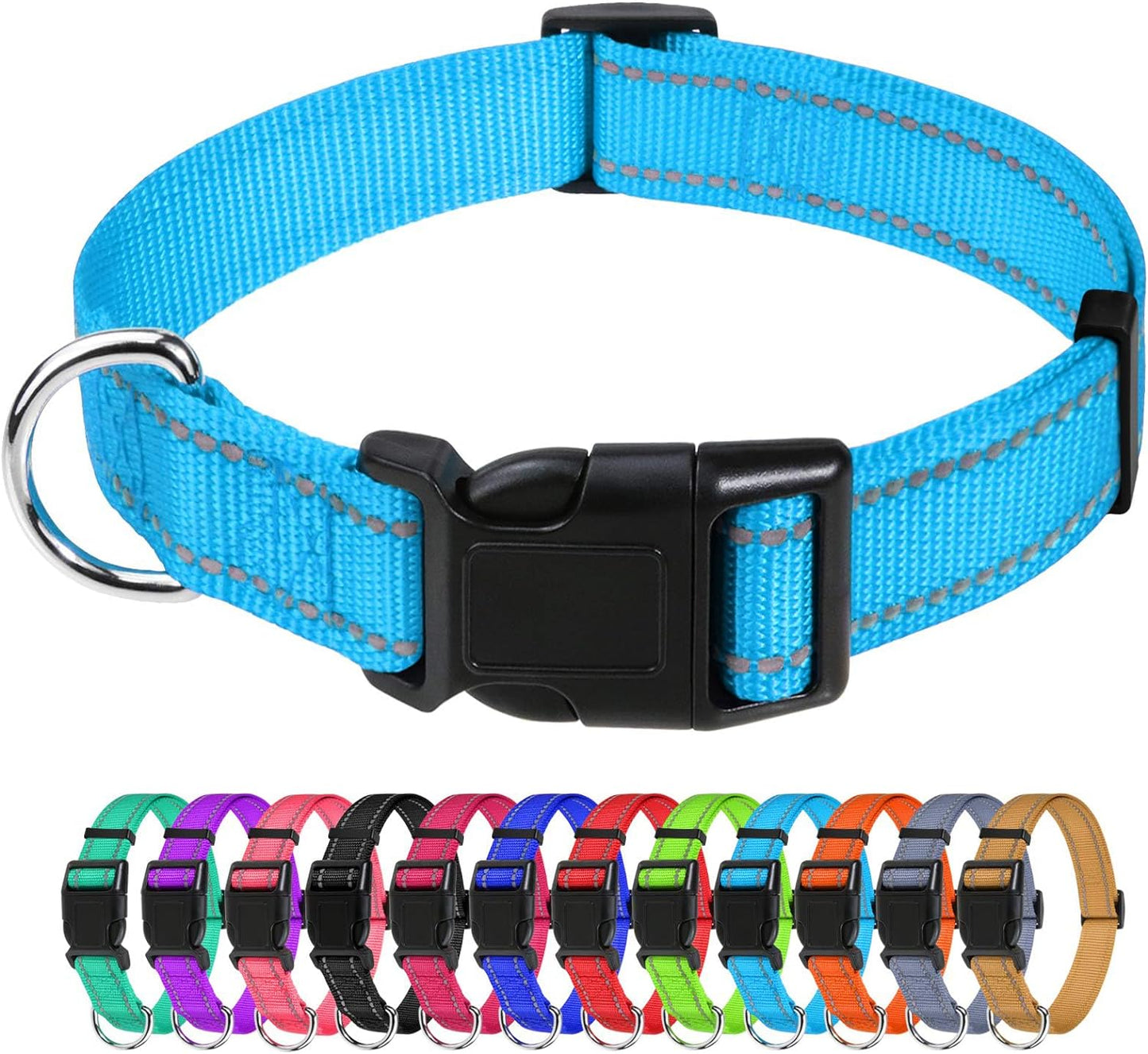 Tagme Reflective Nylon Dog Collars, Adjustable Classic Dog Collar with Quick Release Buckle for Extra Small Dogs, Royal Blue, 5/8" Width