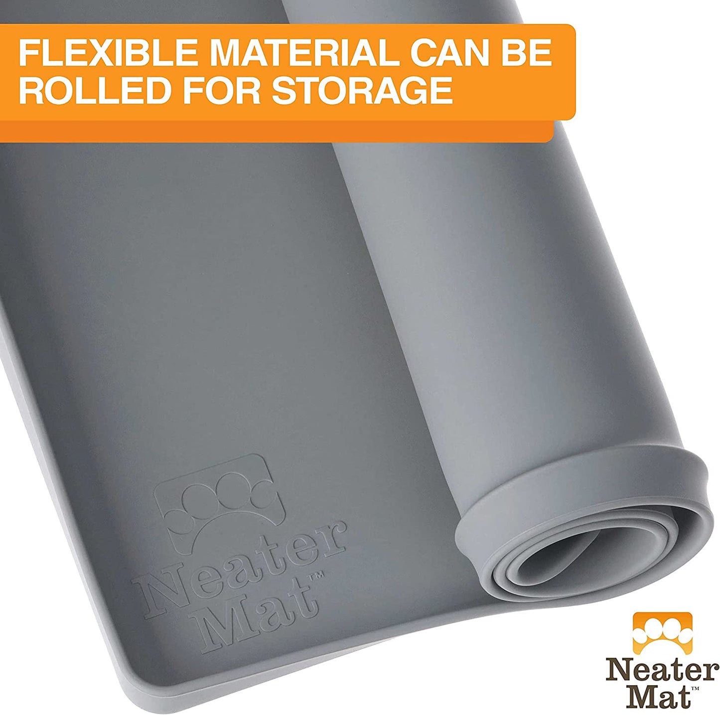 Neater Pet Brands Neater Mat - Waterproof Silicone Pet Bowls Mat - Protect Floors from Food & Water (Midnight Black, 32" X 24" Silicone)